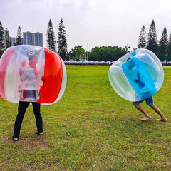 Red and blue Sunshine Mall bumper ball ready for games