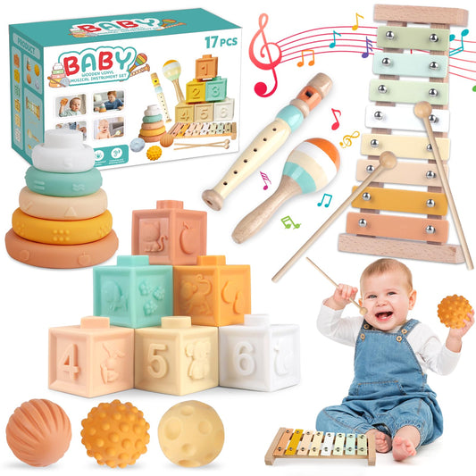 Wuzhineisn 6in1 baby toys set offers all-in-one play to boost early learning skills.