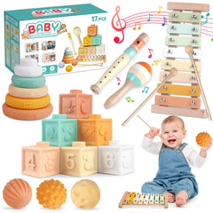 Wuzhineisn 6in1 baby toys set offers all-in-one play to boost early learning skills.