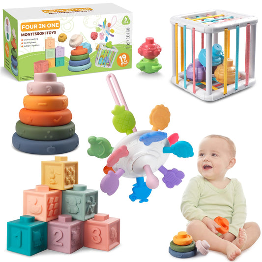 Wuzhineisn Montessori 4-in-1 toy set displayed for interactive learning and play.
