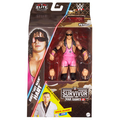 WWE Bret Hart Elite figure in pink singlet posed for display and play.
