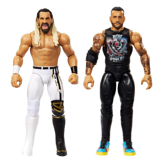 WWE CM Punk & Seth Rollins figures close-up detailing for collectible display