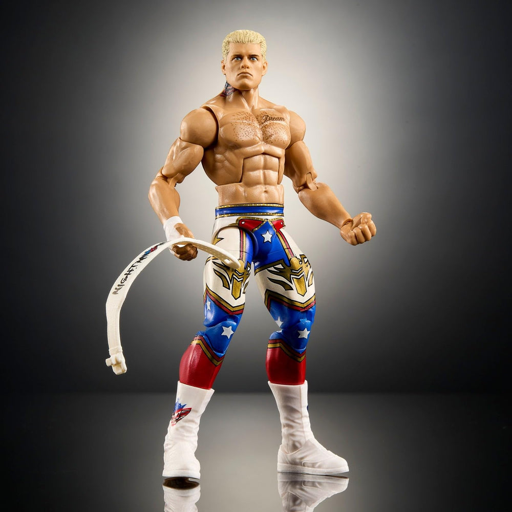 WWE Cody Rhodes Elite Greatest Hits 8 figure highlighted for premium detailing and authenticity