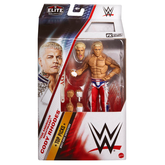 WWE Cody Rhodes (RWB) Elite Top Picks 2025 Wave 4 two headscans for versatile posing.