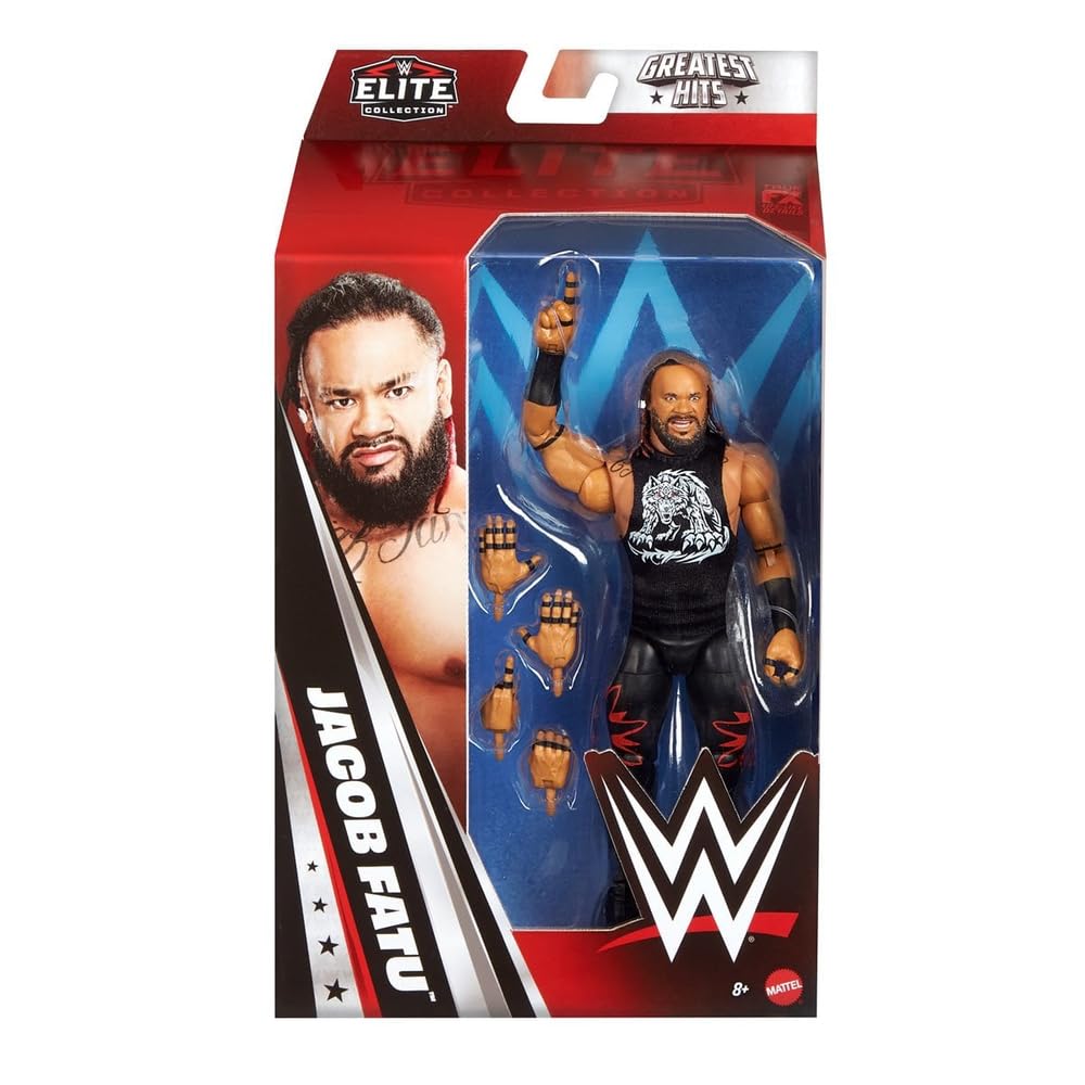 WWE Jacob Fatu Elite Greatest Hits 9 figure front view for display collection
