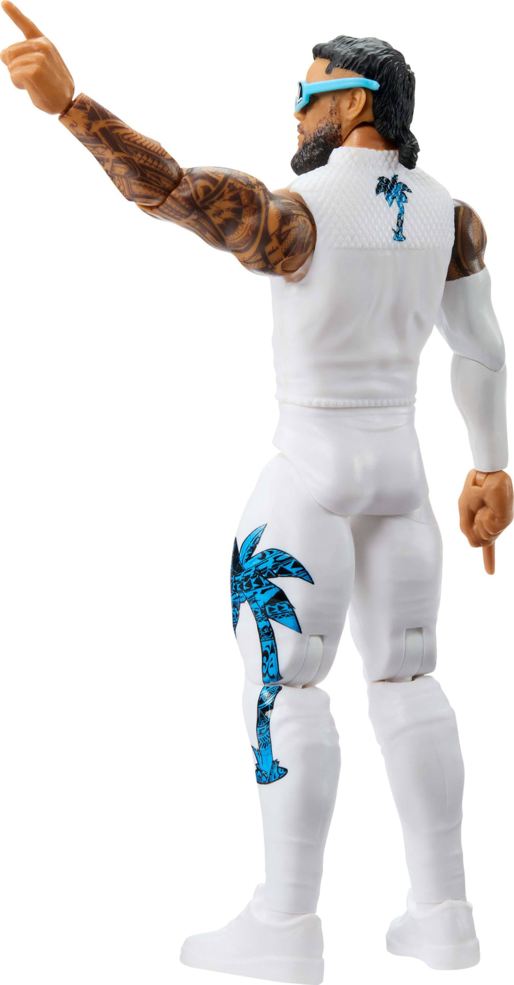 WWE Jey USO figure close-up showing detailed facial expression and deco.