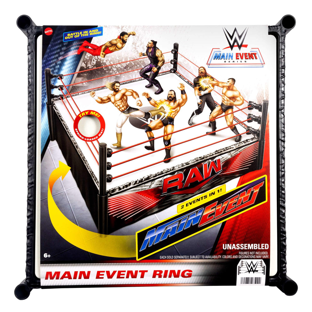 WWE Mattel spring-loaded ring mat adds buoyant action and dramatic pins.