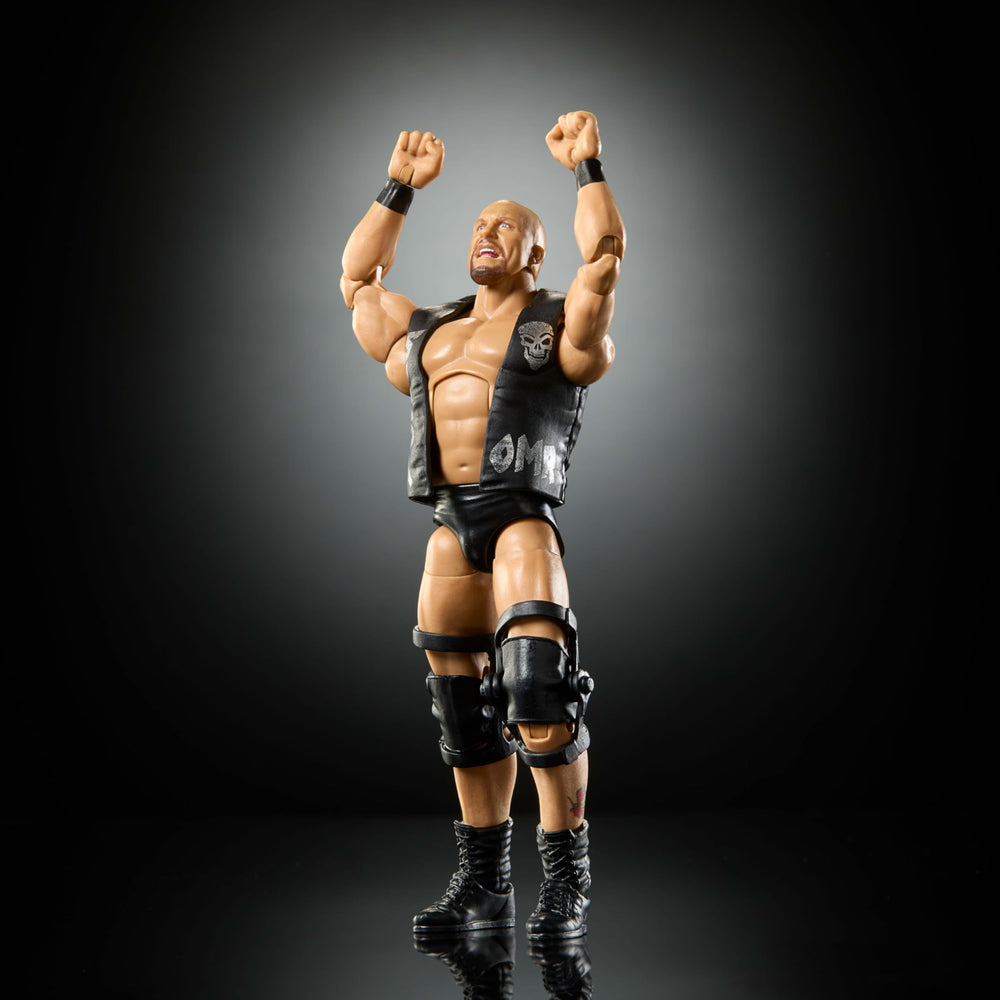 Stone Cold Steve Austin Elite figure swappable hands for varied entrances.