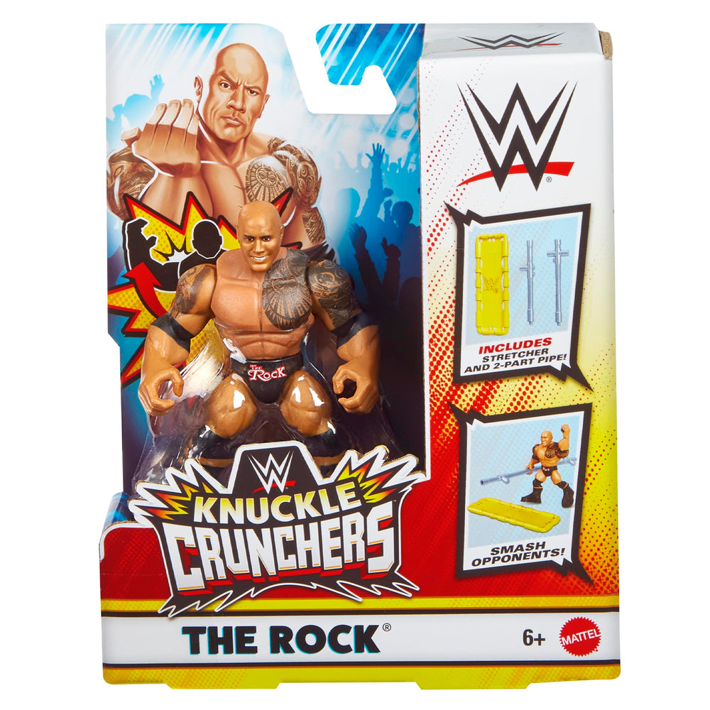 WWE The Rock Knuckle Crunchers 8 front view with stretcher, ideal for imaginative wrestling play