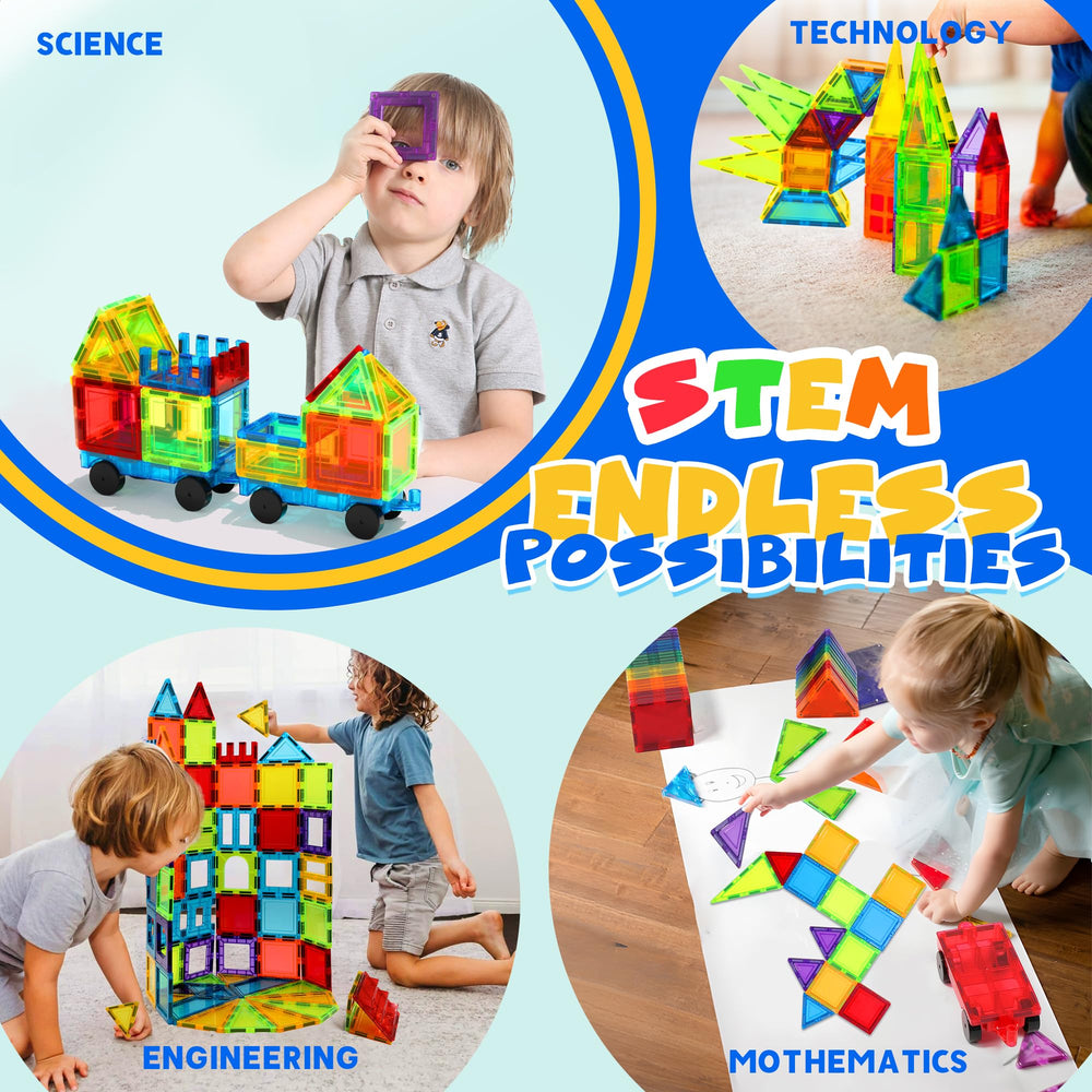 WWISE BLOCK two cars magnetic tiles enable imaginative racing builds.
