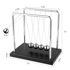 WXBRMCRY Newton's cradle desk toy showing energy transfer between beads.