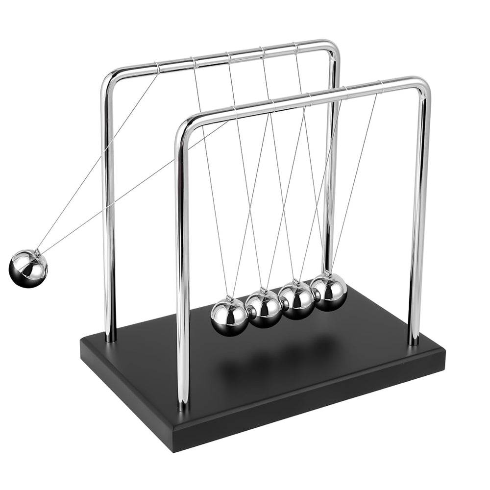 WXBRMCRY large Newton's cradle with wooden base enhances elegant desk decor.