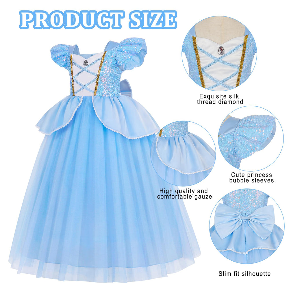 WYB blue princess dress embroidery and lace accents for elegant costume.