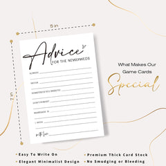 Wybgno bridal shower advice card laid out for writing memories and tips.