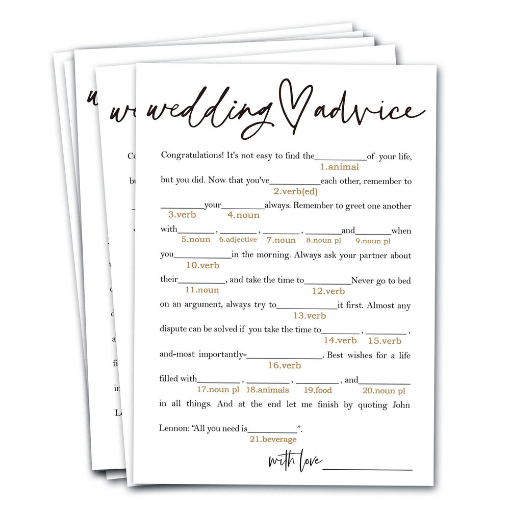 Wybgno bridal shower game card closeup with smooth coating ideal for quick notes.