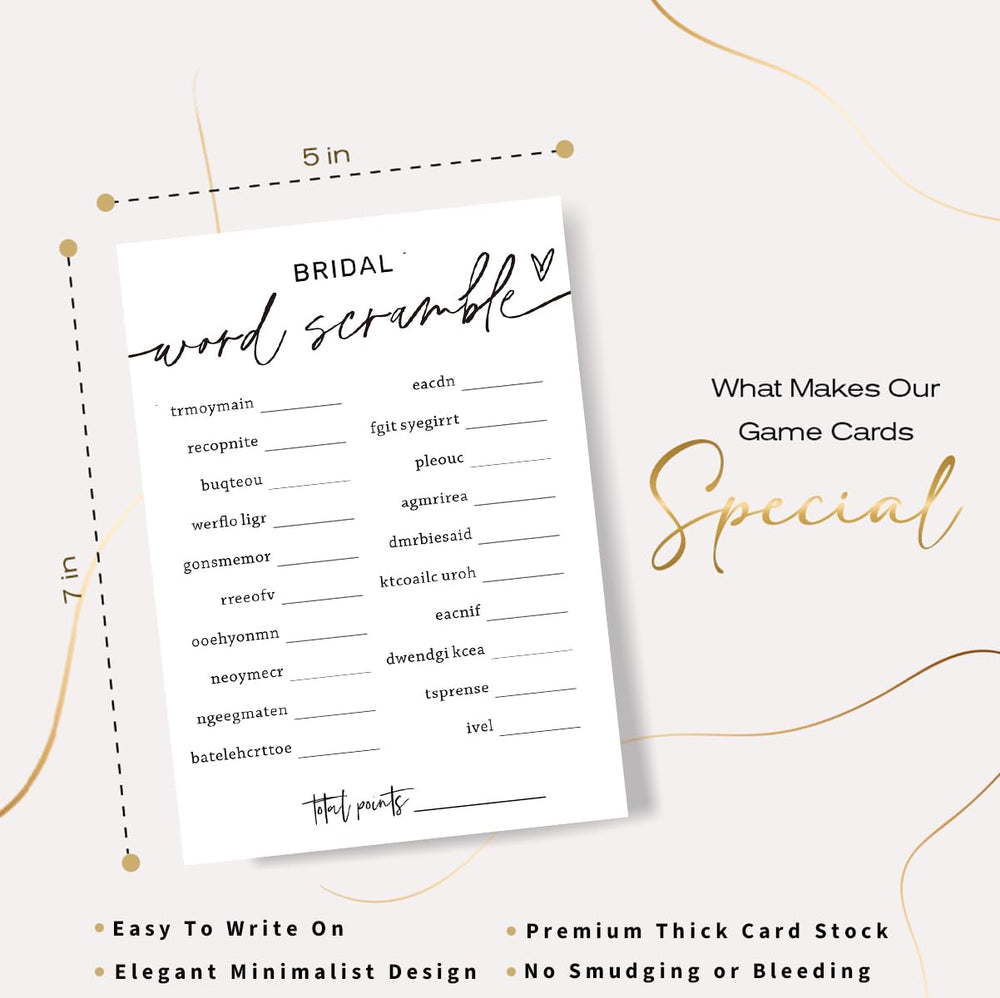 Wybgno bridal shower answer card as a keepsake after the party