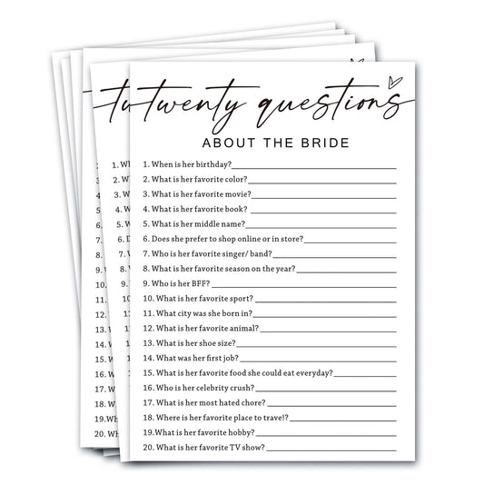 Wybgno bridal shower games cards 5x7 inches for easy writing and quick learning