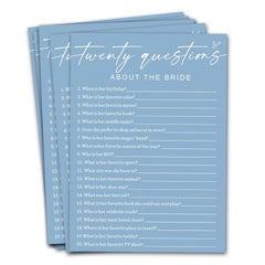 Wybgno bridal shower cards for Twenty Questions about the Bride