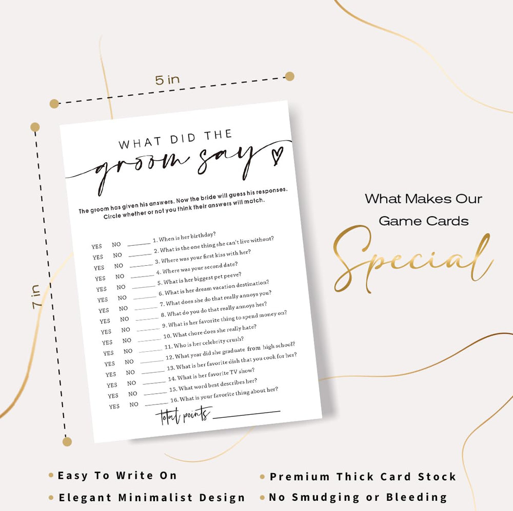 Wybgno bridal shower game cards ready to substitute for guest book moments