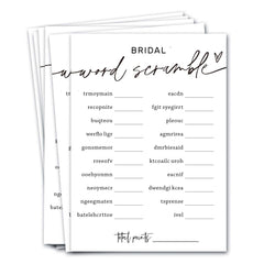 Wybgno bridal word scramble cards in a 25-pack for fun shower icebreakers