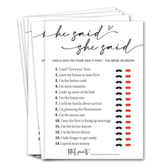 Wybgno wedding shower games cards with minimalist white design for easy writing.