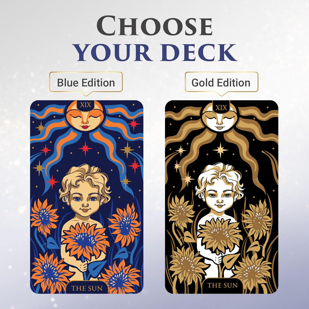 Wyspell Starlight Tarot full deck shown under starry sky art.