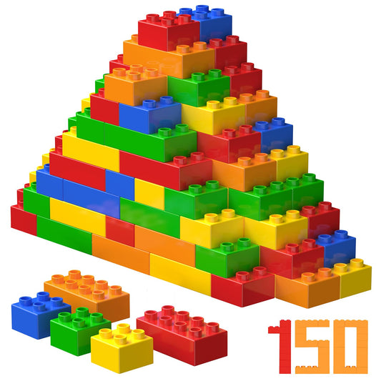 WYSWYG large brick set with 150 pieces in five colors for creative play.