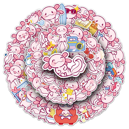Wyyeleswm Axolotl stickers collection, 50pc, vibrant designs for teen crafts.