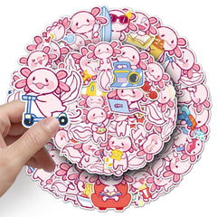 Wyyeleswm Axolotl stickers on a journal for colorful pages.