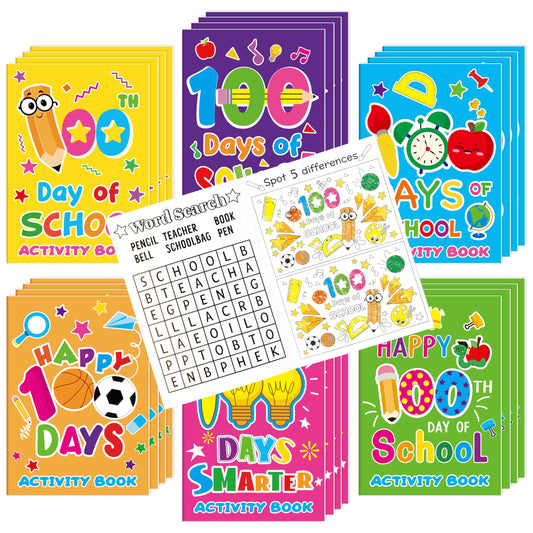 X1zuue 100th Day collection cover showing colorful activity books for classrooms