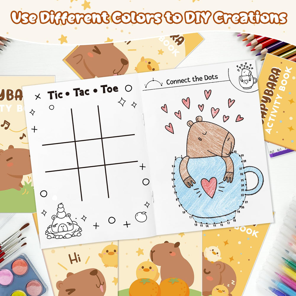 X1zuue Capybara activity book portable 7x5 inch pages for easy travel.