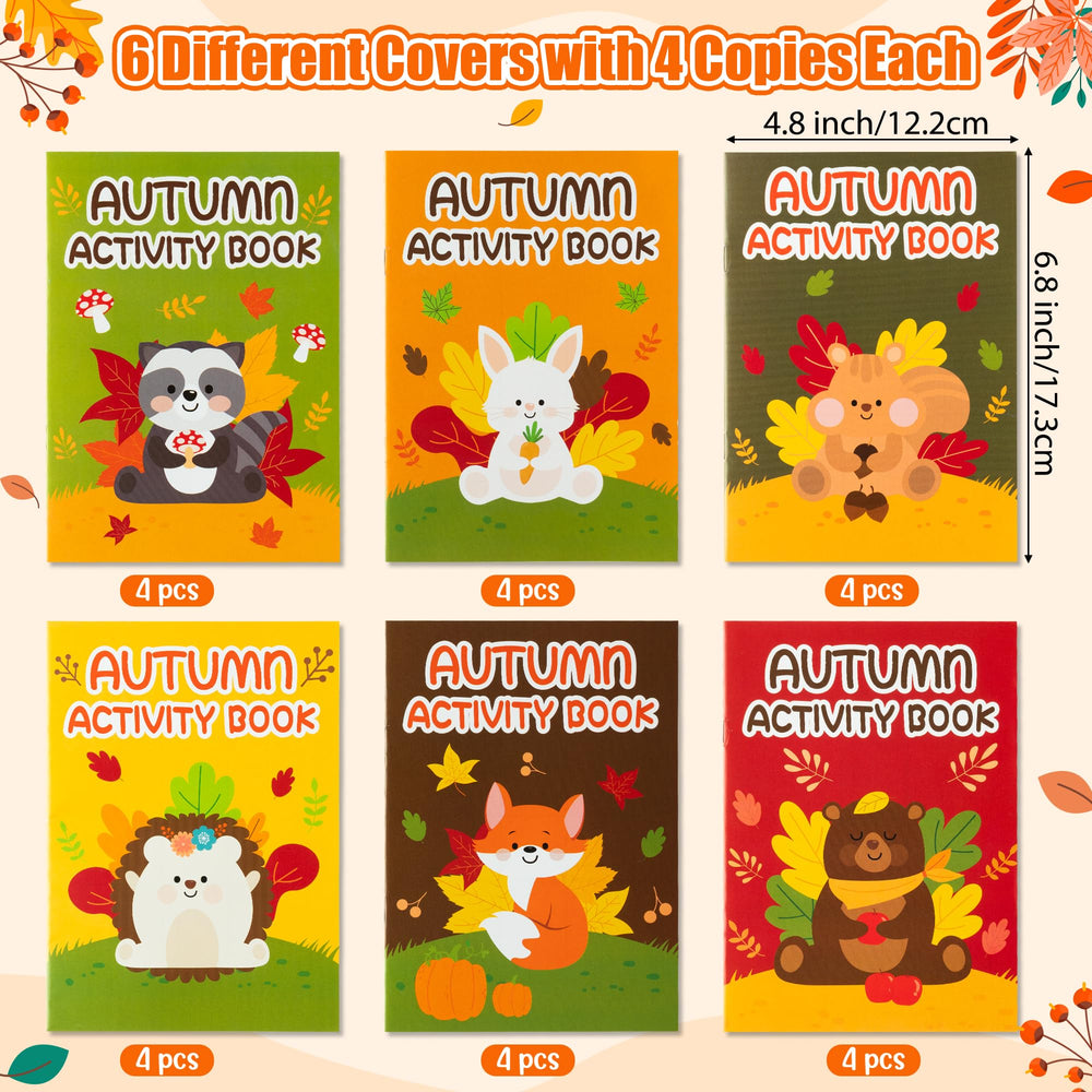 X1zuue Fall Animal Activity Books inside layout shows 20 pages of games for kids.