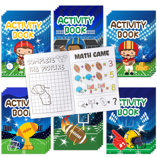 X1zuue football activity books collection cover with bright colors, ideal for party favors.