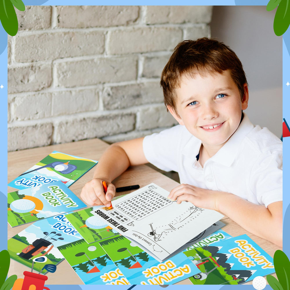 X1zuue golf activity books showing different games for diverse play