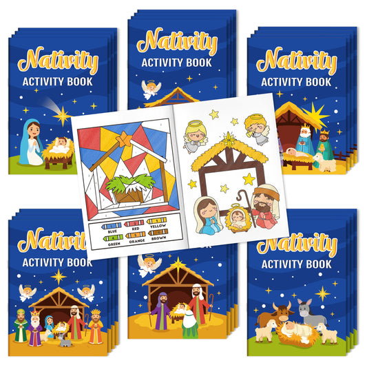 X1zuue Nativity activity book pack: 24 mini books for holiday party favors
