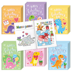 X1zuue Valentine dinosaur activity book set for classroom fun and learning
