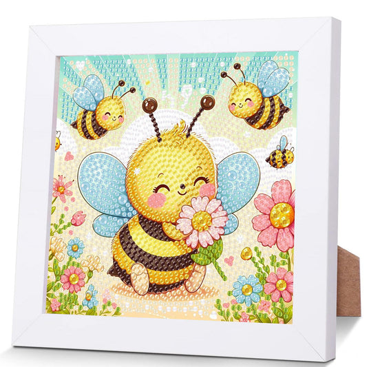 xackcme Bee Diamond Art frame kit, beginner-friendly start for kids' wall art.