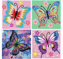 Xackcme butterfly diamond art kit front view showing colorful gems for kids' creativity