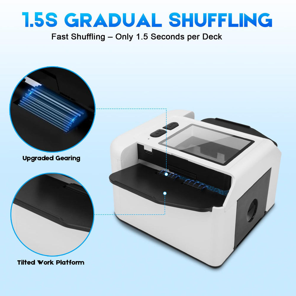Xamanabu shuffler extended input tray fits larger or sleeved cards