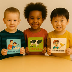 Xander and Xandra 68 first phrases card 4 encourages confident speaking in home lessons.