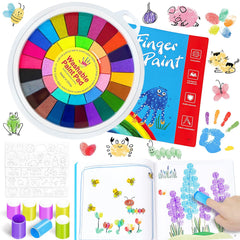 Xanllaxa 36-color finger painting stamp tray for easy handprint art