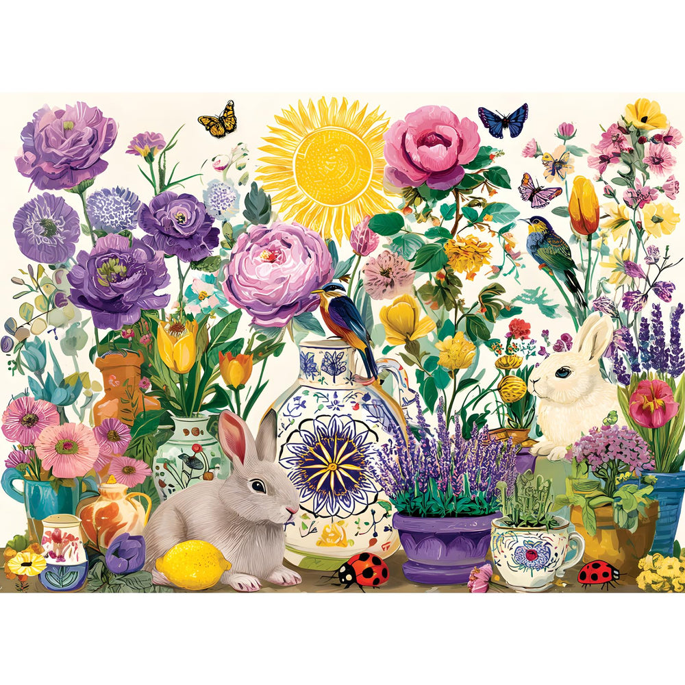 XAPAEG 300-piece Summer Garden puzzle laid out for a thoughtful tabletop challenge.