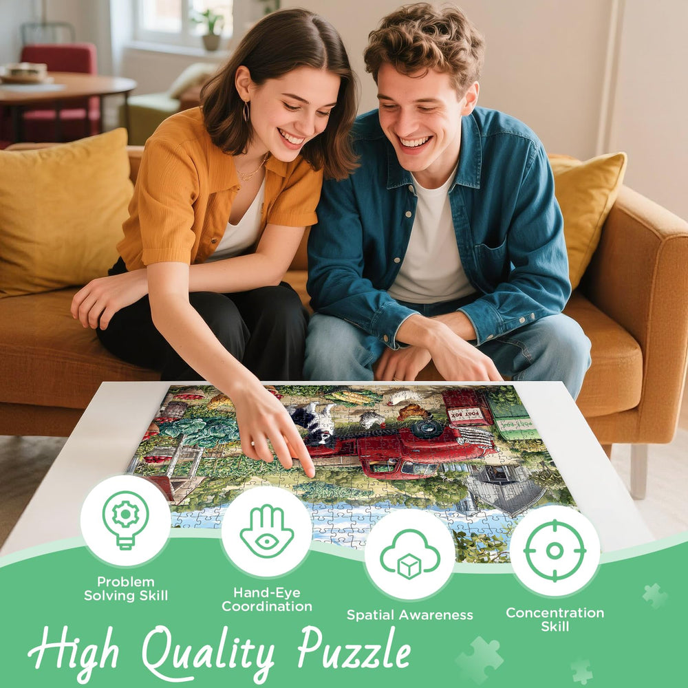 XAPAEG 500-piece puzzle of mountains, barns and orchards with blue sky