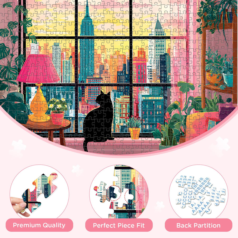 XAPAEG pink sofa and green plants scene for cozy puzzling