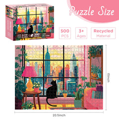 XAPAEG window view city sunset inspiring puzzle time