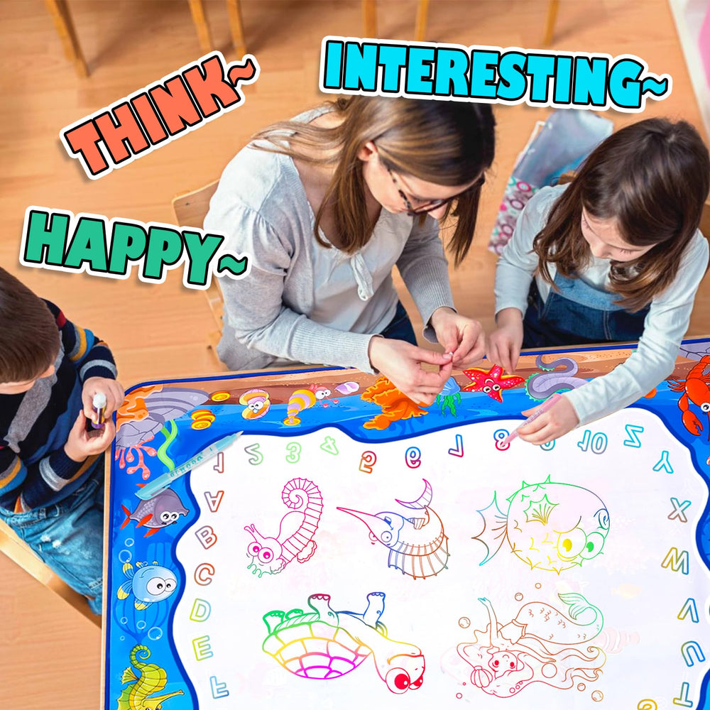 XBagSJ Ocean Water Doodle Mat rolled for travel and easy storage.