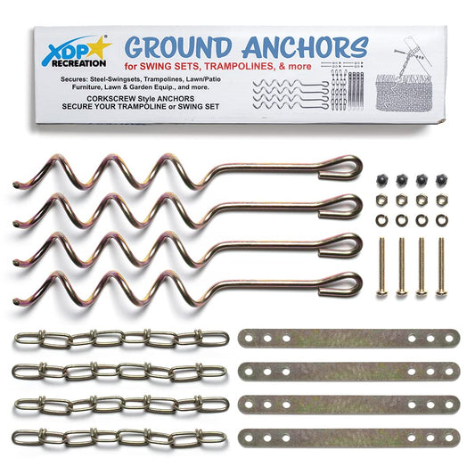 XDP Recreation ground anchor kit side view with auger anchors for stability