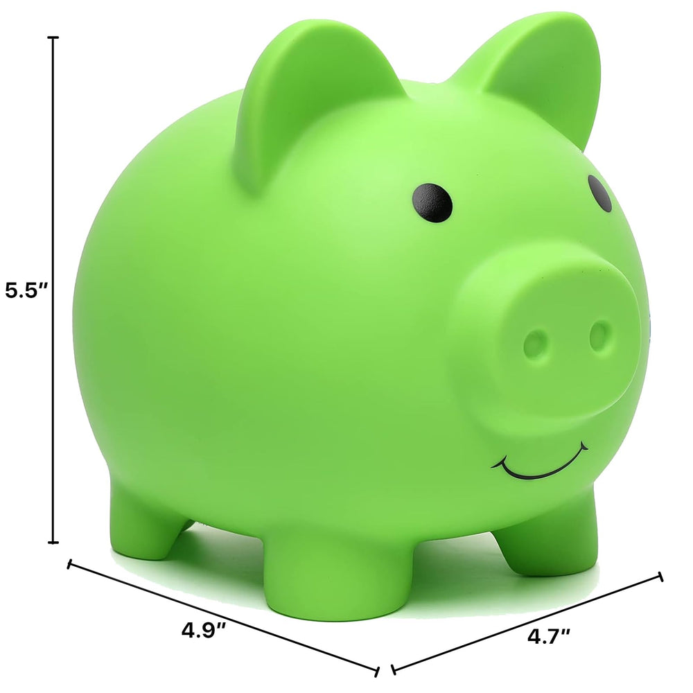 XDRELEC piggy bank green top view, easy deposits for coins