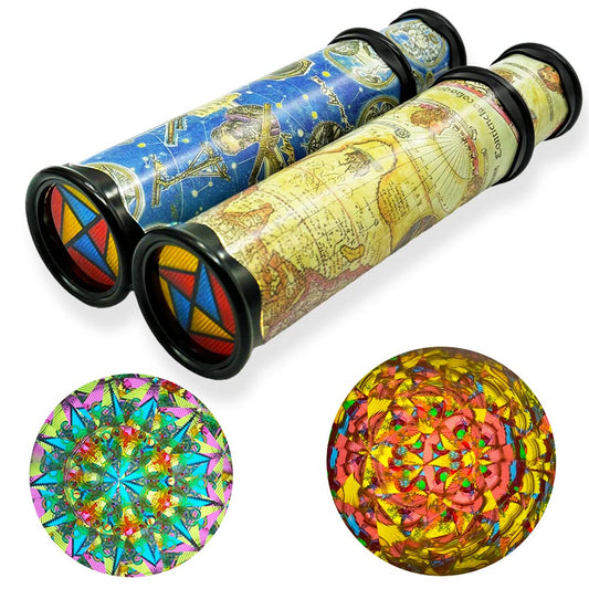 Xeehwb yellow kaleidoscope in hand with colorful patterns for imaginative play.