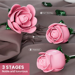 XGSHJ Pink Rose Bouquet Building Set enhances retro decor scenes